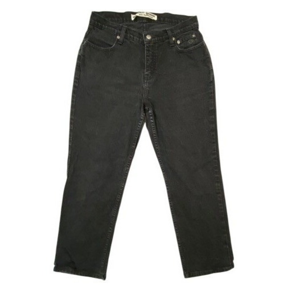 Harley-Davidson Womens Black Straight Leg Jeans 12P Petite 25 Inseam